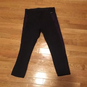 Lorna Jane crop yoga pant with purple side detail